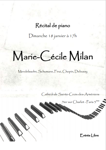 Affiche Récital Piano - Marie-Cécile Milan / Cristobal Etchebarne